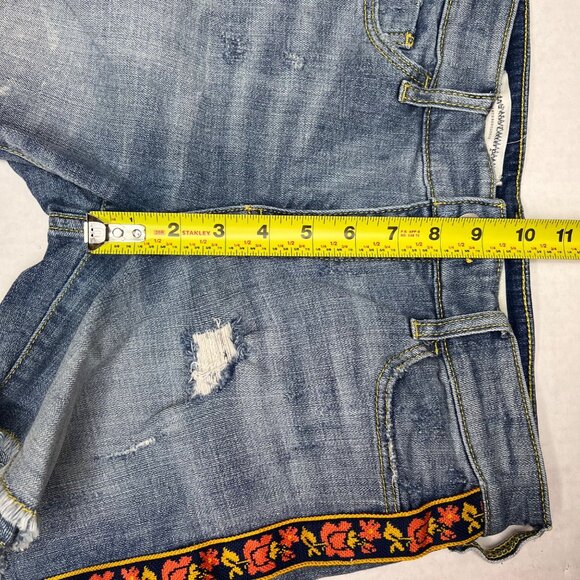 Pilcro Anthropologie Slim Boyfriend Denim Shorts Embroidered Side Taping Size 26 - Picture 16 of 16